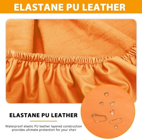 Leather Bench Cover for Dining Room Strech Waterproof Bench Slipcover Rectangle PU Dining Bench Covers Bench Seat Protector Cover for Living Room, Bedroom, Kitchen (Orange Bench Cover) in Saudi Arabia