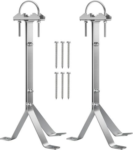 2-Pack Antenna Mount 304 Stainless Steel Double Wall Mount Antenna Mast Clamp V Jaw Bracket Accessories Kit for TV CB Ham Outside Home (2), Silver in Saudi Arabia