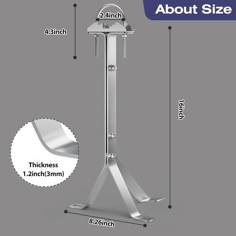 2-Pack Antenna Mount 304 Stainless Steel Double Wall Mount Antenna Mast Clamp V Jaw Bracket Accessories Kit for TV CB Ham Outside Home (2), Silver in Saudi Arabia