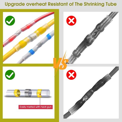 200PCS Solder Seal Wire Connectors, Duogalia AWG 22-18 Red Heat Shrink Butt Connectors Waterproof Insulated Wire Splice Terminals for Marine Automotive Boat Wire Joint in Saudi Arabia