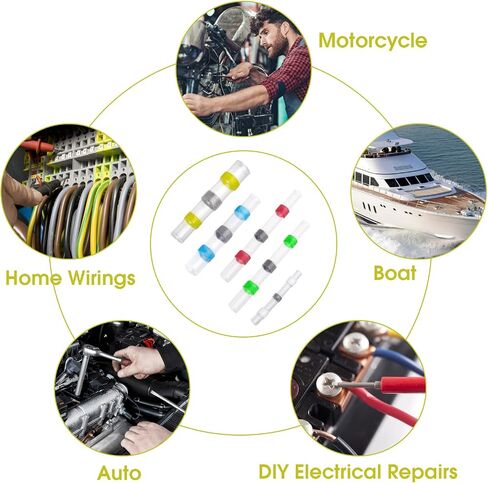 200PCS Solder Seal Wire Connectors, Duogalia AWG 22-18 Red Heat Shrink Butt Connectors Waterproof Insulated Wire Splice Terminals for Marine Automotive Boat Wire Joint in Saudi Arabia