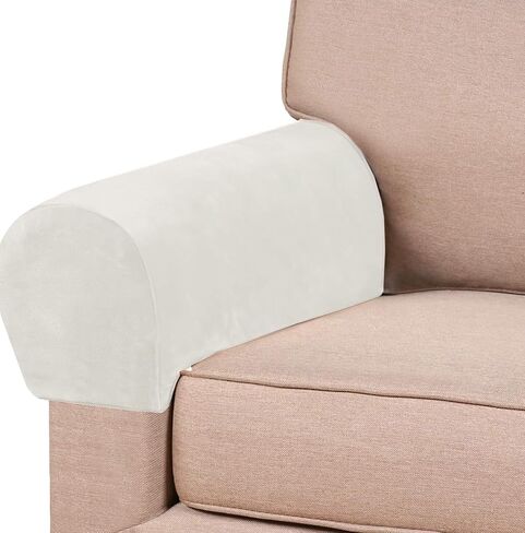 ADPON Stretch Velvet Sofa Armrest Covers Arm Covers for Chairs and Sofas Anti-Slip Couch Armrest Covers with Sticker Furniture Armrest Protector for Sofa Couch Chair Recliner (Beige,Set of 2) in Saudi Arabia