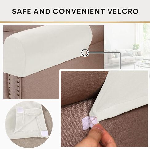 ADPON Stretch Velvet Sofa Armrest Covers Arm Covers for Chairs and Sofas Anti-Slip Couch Armrest Covers with Sticker Furniture Armrest Protector for Sofa Couch Chair Recliner (Beige,Set of 2) in Saudi Arabia