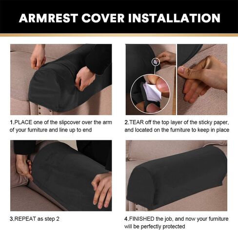 ADPON Stretch Velvet Sofa Armrest Covers Arm Covers for Chairs and Sofas Anti-Slip Couch Armrest Covers with Sticker Furniture Armrest Protector for Sofa Couch Chair Recliner (Beige,Set of 2) in Kuwait