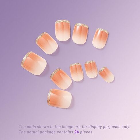 Press On Nails - Short Square, Heart Pattern - Red Ombre and Black color, Glitter - No Glue Needed - 24pcs, 12 Sizes - Perfect for Office & Fragile Nails - Lasting Up to 2 Weeks in Saudi Arabia