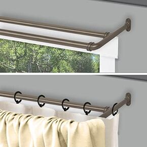 Rod Desyne 5/8 inch Blackout Double Curtain Rod, 28-48 inch, Antique Gold