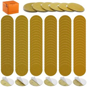 120Pcs 6 Inch PSA Sanding Discs Adhesive Backed Sandpaper Discs, 80/120/180/240/320/400 Grit, Gold Aluminum Oxide, Round (Mix 80-400#)