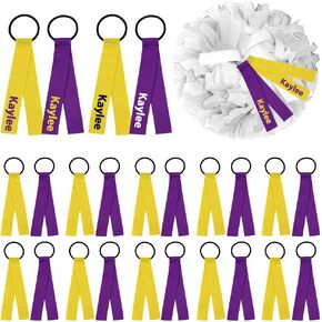 24 قطعة من علامة Cheerleader Pom Poms، شريط اسم المشجع Pom Poms، شريط ربط لحقيبة الظهر هدية فريق التشجيع، 24 قطعة