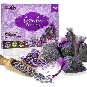 28 Pack Lavender Sachet Bags for Drawers and Closets - Natural Fresh Lavender Bags for Clothes Storage, Relaxing Fragrance Lavender Sachets, Ideal for Wardrobes, Luggage & Home Organization