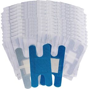 200 Blue Fabric Food Service Metal Detectable Flexible Adhesive Knuckle Bandage - Breathable Bandages with Non-Stick Pad - Latex Free for First Aid Kit Wound Care and Protection (200)