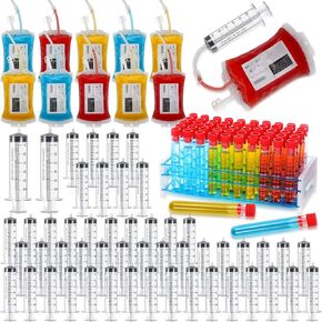 تتضمن مجموعة أكياس مشروب الدم من Xuhal Halloween 50 قطعة من أنبوب اختبار بلاستيكي مقاس 16 × 100 مم مع أغطية وحامل 50 قطعة من محاقن جيلي 2 أونصة و10 أكياس لمشروبات الدم مع 10 ملصقات ومشبك لحفلة الممرضات in Kuwait