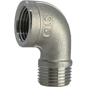 AF هيدرو الفولاذ المقاوم للصدأ SS316 90 درجة شارع الكوع تركيب الأنابيب 1/2 "NPT ذكر × 1/2" NPT أنثى الموضوع، تصنيف الضغط يصل إلى 150 رطل لكل بوصة مربعة، محول موصل فئة 150، 2 جهاز كمبيوتر شخصى في حزمة in Kuwait