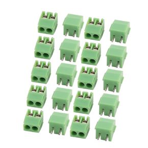 uxcell 20PCS 300V 10A 3.50mm Pitch 2P Male PCB Screw Terminal Block Connector Green