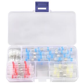 GutReise100Pcs Waterproof Solder Seal Wire Connectors, 4 Size Heat Shrink Butt Connectors for Electrical Marine, Automotive and Wiring Terminal Splices