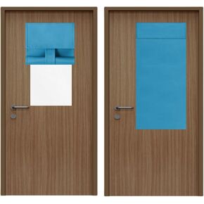 Jlong 1 Pcs Classroom Door Window Cover Curtains for Lockdown French Door Curtain Blackout Curtain Shade for Classroom Blocks Light Through Glass Door Window (1, Blue, 10" Wx40 L)