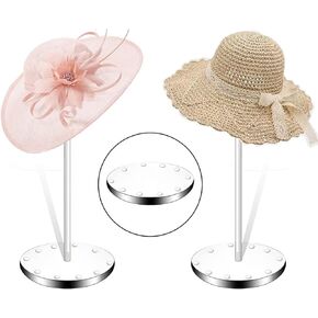 Upgraded 2024 Acrylic Hat Display Stand 3 Pack- Thickened Base for Helmet, Wig - Multi-Use for Perfumery, Watch, Glass, Jewelry Collectibles - Home, Office, Retail, Salons, Hotels, Malls