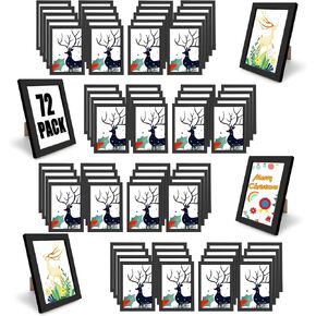 Set of 72 Picture Frame Bulk Photo Frames with Mat Wall Mounting Simple Photo Frames Multi Picture Frames for Wall or Tabletop, Black 4x6 Inch
