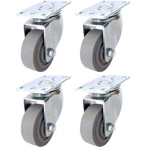 Set of 4 NK Swivel Plate Caster with 3" x 1-1/4" Non Marking Soft Gray Rubber TPR Wheel
