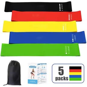 Resistance Bands for Working Out, Elastic Exercice Loop Bands for Physical Therapy, Set of 5 Stretch Bands for Booty Legs, with Carry Bag in Saudi Arabia