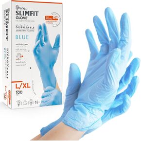 Disposable Gloves Exam Gloves Cleaning Gloves, Food-Safe Rubber Gloves Kitchen and Food Safe (Pack of 100) Blue