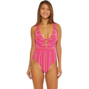 Trina Turk Women's Standard Marai Plunge Neck One Piece Swimsuit-Bathing Suits