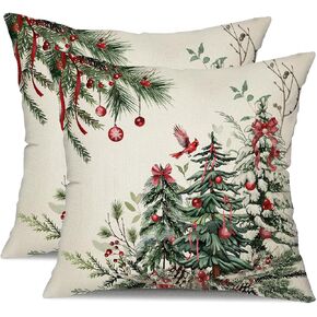 DFXSZ Christmas Pillow Covers 18x18 Inch Set of 2 Christmas Tree Decorative Throw Pillows Winter Christmas Decor for Home Couch TH-35B18