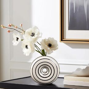 Ceramic Small Donut Vase Hand Painted Glossy Finish Flower Vase, Unique Vase, Modern Vase, Unique Decor, Home Decor Living Room,Coffee Table Decor, Mid Century Modern Decor, Vases Home Decor