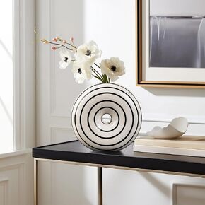 Ceramic Large Donut Vase Hand Painted Glossy Finish Flower Vase,Unique Vase, Modern Vase, Unique Decor, Home Decor Living Room,Coffee Table Decor, Mid Century Modern Decor, Vases Home Decor