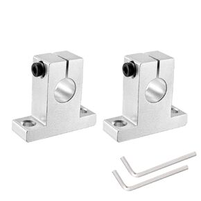 uxcell 2pcs SK12 Aluminum Linear Rod Rail Shaft Support for 12mm Diameter Shaft, Linear Motion Rail Guides Mounting Bracket for CNC Machine, 3D Printer, Automation Equipment, Silver Tone