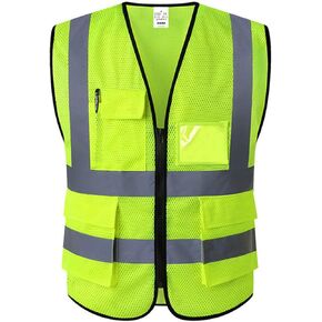 XIAKE 5 Pockets High Visibility Reflective Safety Vest for Men and Women Work Construction Vest