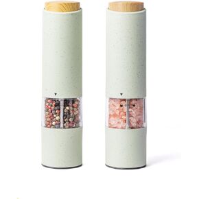 Electric Salt And Pepper Grinder Set Of 2, Battery Powered, One Hand Operation Salt Pepper Mill With Adjustable Coarseness, Led Light Base, Kitchen Accessories SW-204 pink
