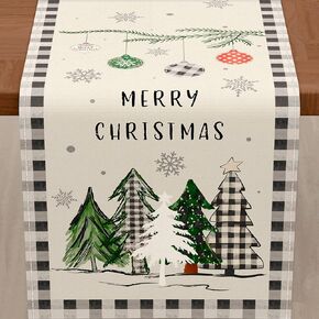 kockuu Christmas Table Runner 72 Inches Long- Red Buffalo Check Christmas Tree Table Cloth for Xmas Holiday Kitchen Mantel Home Party Decor Indoor, 13" x 72"