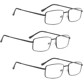 LUR READING GLASSES 3 pack Metal Readers for Men