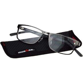 Foster Grant IronMan Gunmetal Men's Flexible Reading Glasses w/Soft Case (Gunmetal, +2.50)