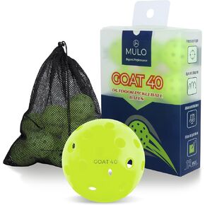 كرات MULO Pickleball (12 قطعة) - كرة مخلل ذات حجم قياسي ووزن USAPA مع 40 فتحة، مناسبة لجميع الأسطح