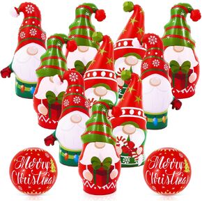 Shappy 12 Pcs 28 Inch Giant Christmas Inflatable Bowling Game Set Christmas Game Giant Inflatable Bowling Set for Kids Christmas Family Party Carnival Games Indoor Outdoor Activities