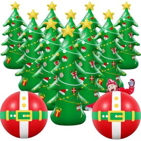 Shappy 12 Pcs 28 Inch Giant Christmas Inflatable Bowling Game Set Christmas Game Giant Inflatable Bowling Set for Kids Christmas Family Party Carnival Games Indoor Outdoor Activities
