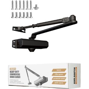 Heavy Duty Commercial Door Closer - Hydraulic Buffer, Durable, Positioning Feature, Aluminum Alloy Material (Silver Large)