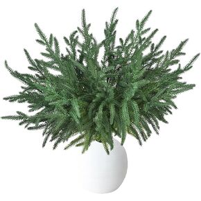 Christmas Norfolk Pine Branches, 8 Pack Artificial Norfolk Pine Stems Christmas Branches DIY Crafts for Christmas Home Table Decor