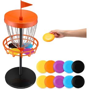 Lenwen 29 Inches Mini Disc Golf Baskets with 10 Flying Discs, Kids Disc Golf Set, Mini Disc Golf, Disc Golf Starter Set for Games Beach Indoor Outdoor Yard in Kuwait