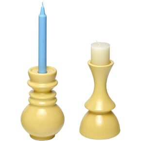 Candle Holder Ceramic Set of 2, 7.7'' Candle Holder for Candlesticks Table Centerpiece with Minimalist Style Candlestick Holders for Home Decor, Wedding, Festival and Party, 2 Assorted Sizes