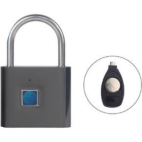Fingerprint Padlock with Emergency Key, IP66 Waterproof and Rustproof, Outdoor Indoor Universal Smart Lock for Warehouses, Gym, Schools, Homes, Office Cabinets (FBA Padlock)
