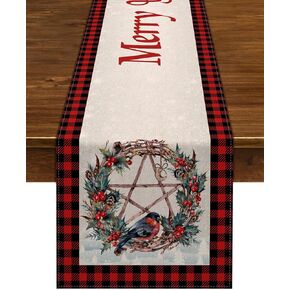 Nepnuser Yule Table Runner Norse Wiccan Pagan Christmas Decoration Indoor Winter Holiday Xmas Home Kitchen Decor-72inches