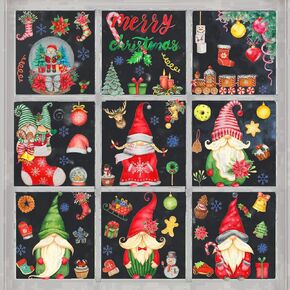Christmas Window Stickers Decoration, Christmas Window Clings for Glass,Xmas Winter Window Stickers Large, Snowflake Reindeer Santa Snowman Window Clings Merry Christmas Decoration for Window Decor