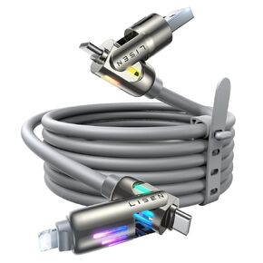 LISEN 240W Chubby Cable, 4-in-1 USB-C Cable (6.6FT) Type C Fast Charging Cable, Extension USB C to L Cable for iPhone 16 15 Pro Max Charger MacBook, iPad Pro Air, SamSungS24, iPhone 14 13 12