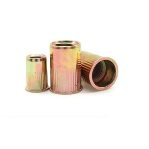 50 Pcs of M4-4mm Carbon Steel Low Profile Head Threaded Rivet Nut Inserts Metric Yellow Zinc Metal