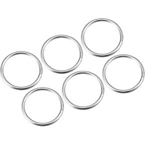METALLIXITY 304 Stainless Steel O Rings (60mm OD 5mm Thick) 6pcs, Welded Round Ring - for Hanging Objects