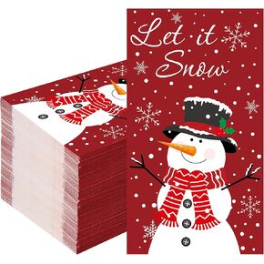 50 PCS Christmas Snowman Napkins Winter Snowflake Guest Napkins 3 Ply Let It Snow Paper Hand Towels Merry Christmas Disposable Dinner Napkins for Christmas Party Home Kitchen Bathroom Table Decor
