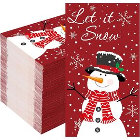 50 PCS Christmas Snowman Napkins Winter Snowflake Guest Napkins 3 Ply Let It Snow Paper Hand Towels Merry Christmas Disposable Dinner Napkins for Christmas Party Home Kitchen Bathroom Table Decor