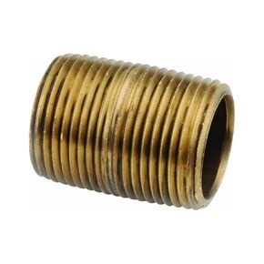 Anderson Metals 736112-08 Red Brass Pipe Fitting, Nipple, 1/2" x 1/2" Male Pipe, 1-1/8" Length